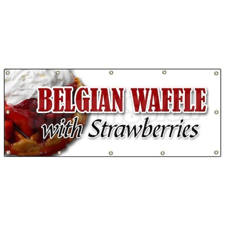 Signmission BELGIAN WAFFLE WITH STRAWBERRIES DECAL sticker whip cream breakfast B-120 Belgian Waffle